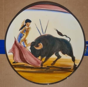 Deko Teller Porzellan mit Torero Stierkämpfer & Stier zum aufhängen, gebraucht - Bild 1 von 3
