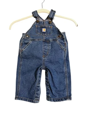 Pantalones de mezclilla Carhartt babero mono bebé niño talla 6M lavado medio azul usados en excelente estado Foto 1 de 4