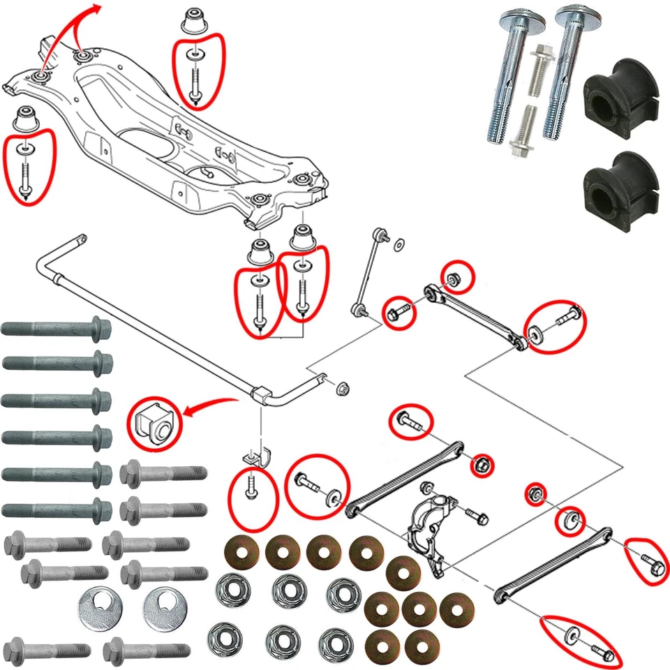 FOR FORD MONDEO MK3 HATCHBACK SALOON REAR SUSPENSION AXLE NUTS BOLTS WASHERS KIT - Image 1 of 1
