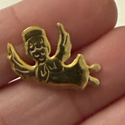 ANGEL Pinback Lapel Pin Tie Tack Gold Tone Christmas Guardian 1” - Image 1 of 4