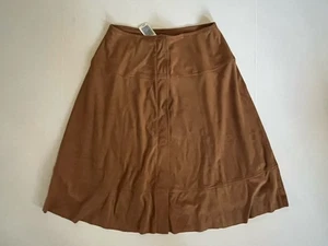 NUEVO CON ETIQUETAS Falda para mujer Soft Surroundings frente a presión imitación gamuza marrón camel talla XS - Imagen 1 de 6