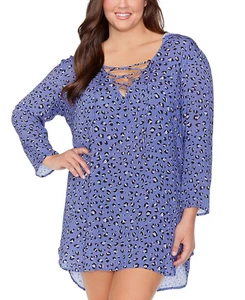 ABITO COPRICOSTUME DA BAGNO RAISINS ALBA DONNA TRENDY TAGLIE FORTI STAMPATO CON CAPPUCCIO 3X - Foto 1 di 4