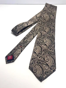 Chaps Luxus Krawatte Gold Schwarz Paisley Gewebt 100% Seide Handarbeit Krawatte L 60 B 3,25 - Bild 1 von 5