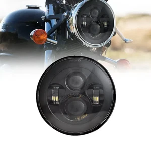 2PC 7” LED Motorcycle Headlight for Harley Yamaha Chrome No-Flicker DOT Approved - Picture 1 of 5