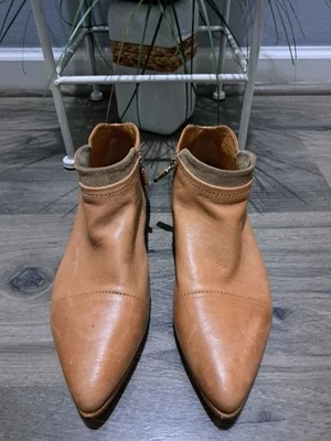 ALBERTO FERMANI Serafina EE. UU. 7,5 UE 37,5 Cuero Coñac Punta Cremallera Lateral Italia Foto 1 de 4