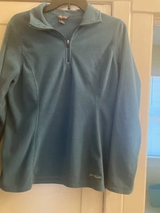Eddie Bauer Qtr Zip Fleece Top Size Medium. Green Fitted Style - Picture 1 of 5