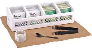 Wooden Tea Bag Organizer | Farmhouse Finish | 4-Compartment Storage | Counter... - Picture 1 of 7