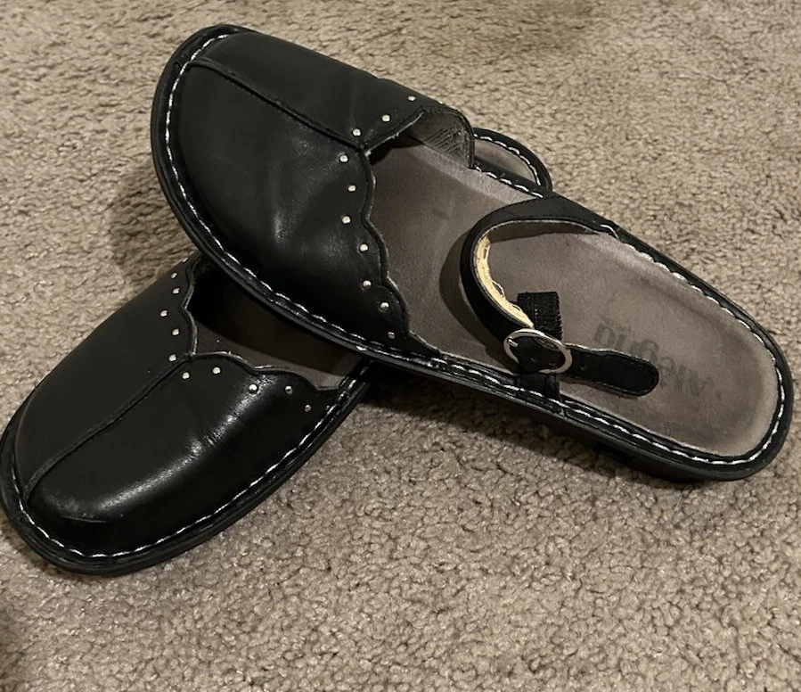 Alegria Deslizable Cuero Negro con Correa Mujer Talla: 8.5 Buen Estado Usado Foto 1 de 4