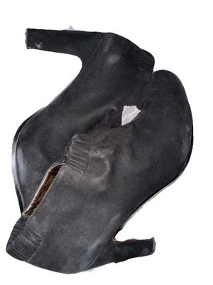 Sam Edelman Simone Elástico Negro Gamuza Cuero Tacón Botines Zapatos Para Mujer 12 M Foto 1 de 4