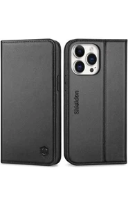 SHIELDON Case For IPhone 14 Pro Max 5G 6.7", Genuine Leather Wallet Flip Cover - Photo 1 sur 9