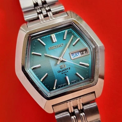 Reloj pulsera vintage Seiko 1984 raro esfera verde turquesa SQ 4004 0903-5009 Foto 1 de 4