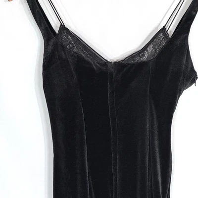 Sexy Vestido Zara Negro Terciopelo Correas Encaje Ajustable abertura Alta Cóctel Bodycon XS Foto 1 de 4