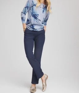 Chico’s So Slimming Juliet Slim Leg Pants Size 0.5/6 Navy Blue Pull On $99.50 - Picture 1 of 7