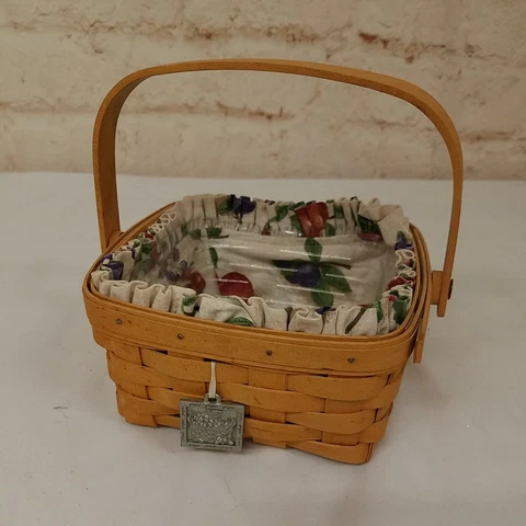 2002 LONGABERGER SMALL BERRY BASKET PROTECTOR FABRIC FRUIT MEDLEY LINER Charm Cover