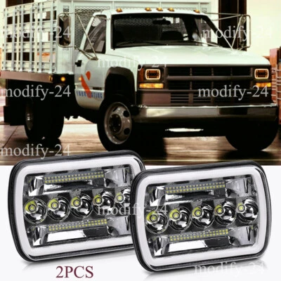 Pair 7x6" Led Headlights Hi/Lo Beam fit Chevy C1500 C2500 C3500 1990-1999 Truck - Image 1 of 4