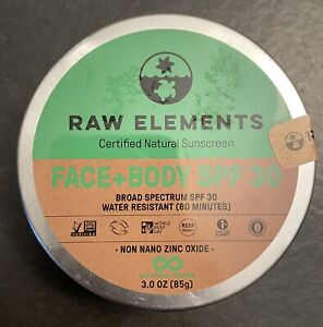 Raw Elements SPF 30 Natural Sunscreen NANO ZINC Tin 3oz