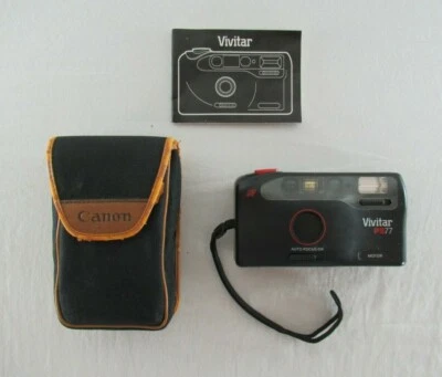 Vivitar PS77 Auto Focus DX 35mm Camera with Canon Case 1990 Vintage - Image 1 of 4