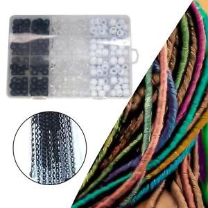 240Pcs 5mm Hole Hair Tie Braid Beads Loose Spacer Beads for Jewellery Making