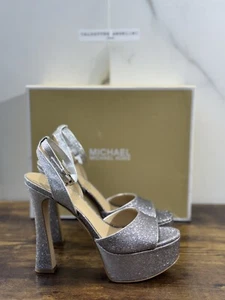 Michael Kors Jenson Platform Sandal Silver Black Casual Sandal 39 - Imagen 1 de 7