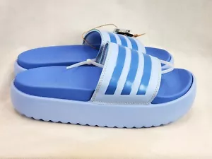 Adidas Slides ADILETTE Platform Womens Sandals Size 7 Blue Slip On NEW - Picture 1 of 10