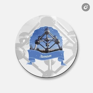 Atomium Bruselas Bélgica Monumento Mundial | Imán Decorativo Redondo 4"" X 4"" - Imagen 1 de 2