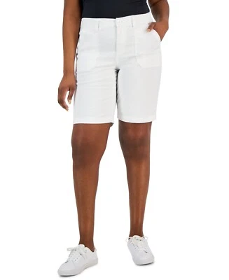 Karen Scott Women's Mid Rise Stretch-Waist Shorts Bright White SZ 6 - Image 1 of 3