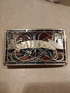 Nice Vintage Saloon Bar Western Ornate Instyle 1980 Belt Buckle Tiffany style - Picture 1 of 5