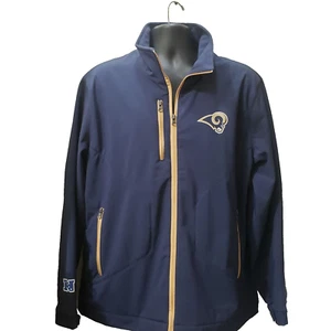 NFL St Louis Rams Jacket Mens Large Blue Gold Vintage Full Zip Fleece Line - Picture 1 of 15