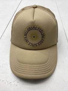Billabong Feeling Free Since 1973 Tan Trucker Snapback Hat Cap New - Picture 1 of 7