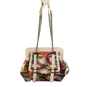 Women's Retro Shoulder Bag 10x11x4 Sateen Colorful Pyschedelic Mod Pattern Chain - Picture 1 of 11
