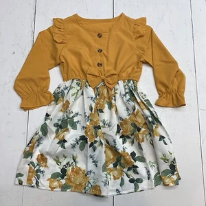 Girls Yellow/White Floral Dress Size 5 - Picture 1 of 4