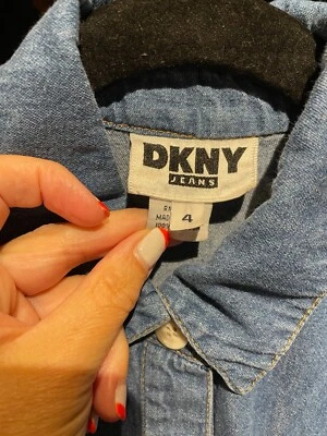 Mini vestido saia envoltório vintage DKNY jeans tamanho 4 manga longa Y2K - Imagem 1 de 4