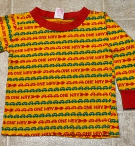 Vintage Buster Brown 2T One Way Car Long Sleeve Yellow Red Green Sweater - Picture 1 of 8