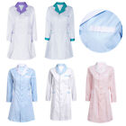 Womens Doctor Dress Long Sleeve Lab Coat Hospital Nurse Uniform Pharmacist