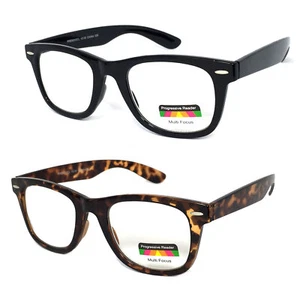 Square Frame Multi Focus Progressive Reading Glasses 3 Strengths in 1 Reader - Picture 1 of 7