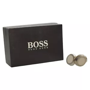 Boss Hugo Boss Silver Tone Metal & Ivory Enamel Men Cufflinks Accessories in Box - Picture 1 of 13
