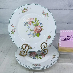 Arcopal PROVINCIAL Floral Green Pinstripe Opal White Glass Dinner Plates Set 4 - Bild 1 von 21