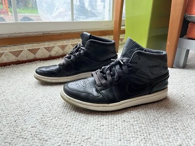 Air Jordan 1 Mid Nouveau Black Ice Athletic Shoes Mens 10.5 Black White Sneakers - Image 1 of 4