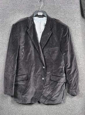 J. Ferrar Blazer Mens 48R Charcoal Pinstripe Corduroy Sport Coat 2 Button Lined - Image 1 of 4