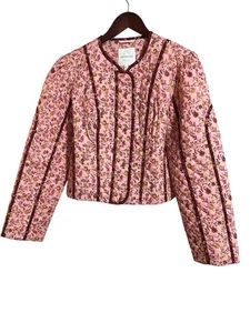 Avec Les Filles Damen Rosa Blumen Langarm Cropped Steppjacke Größe Small - Bild 1 von 8