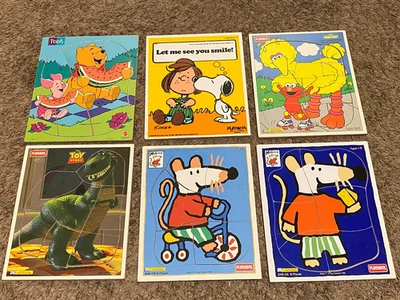 Peanuts Snoopy  Disney  Sesame Street Playskool Wooden Puzzle Toy Story Maisy - Image 1 of 4