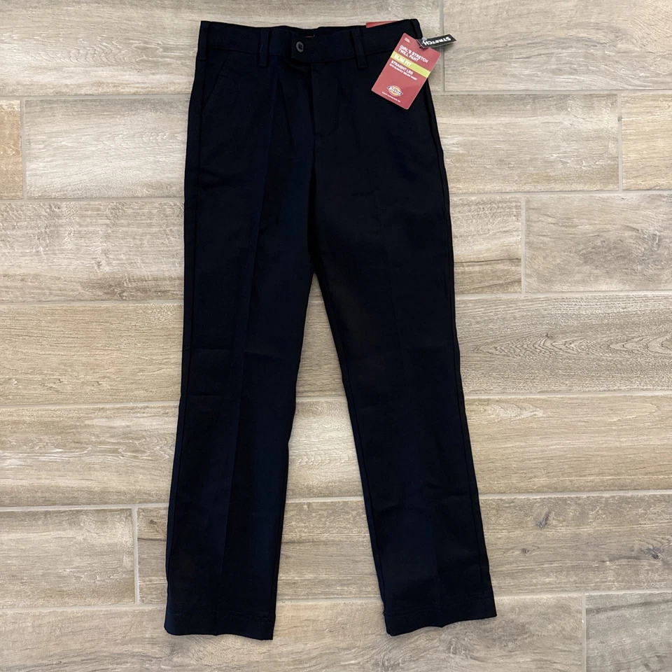 Dickies Pants Girl 12 Reg Black Stretch 5-Pocket Straight Leg Slim Fit New - Image 1 of 4