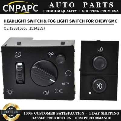 Interruptor de faros y botón de interruptor de luz antiniebla para 03-07 Chevy Silverado GMC Sierra Foto 1 de 4