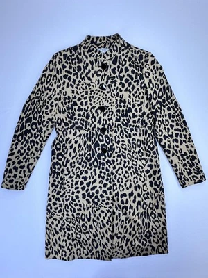 Kasper Coat Womens 4P Tan Black Leopard Print Button Front Lined Petite - Image 1 of 4