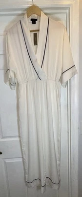 Mono J Crew Off White/Navy Piping Lounge/Nite Out Talla Pequeña Nuevo con Etiquetas Sin Cinturón Foto 1 de 4