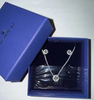 NUEVO AUTÉNTICO Swarovski Una Angelic Set Corte Redondo, Blanco, Juego Chapado en Rodio! Foto 1 de 3