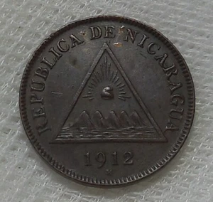 1912 H NICARAGUA 1 CENTAVO BRONZE COIN XF - Picture 1 of 2