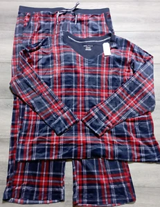 NAUTICA Pajamas Adult 2XL Red/Blue Plaid *2 PIECE* Fleece Pajama Set Womens - Picture 1 of 6