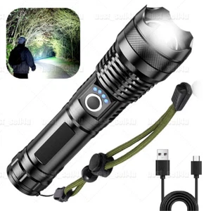 Super Bright LED Flashlight Zoom Bar Torch Rechargeable Waterproof Searchlight - Picture 1 of 15