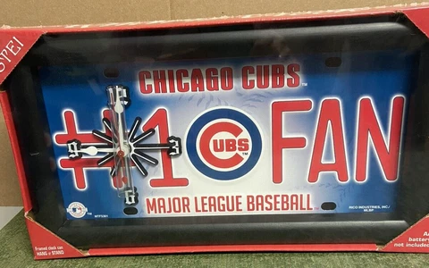 Chicago Cubs MLB License Plate Quartz Clock # 1  Braves Fan   C Cover